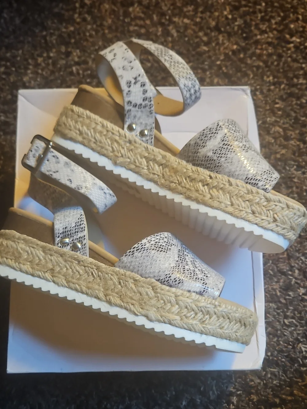 Women’s Neutral Snake-Print Espadrille Sandals - Ankle Strap